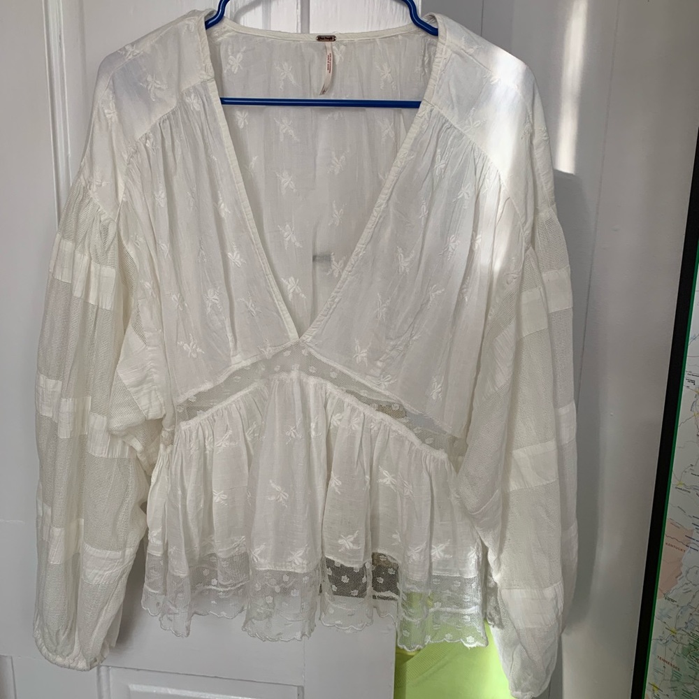 white flowy free people blouse